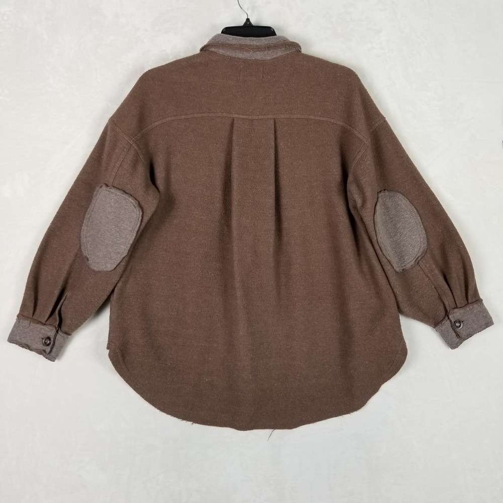 Oli & Hali Shacket Women M Brown Contrast Fleece Elbow Patch EJ30276 - Picture 2 of 7